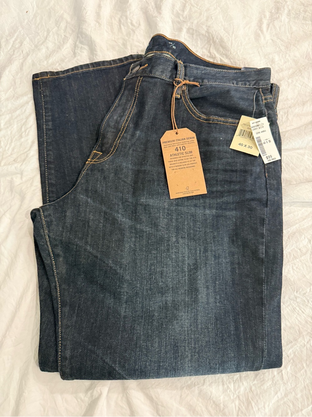Lucky Brand Men's Dark Indigo Slim Athletic Jeans 40x30 new